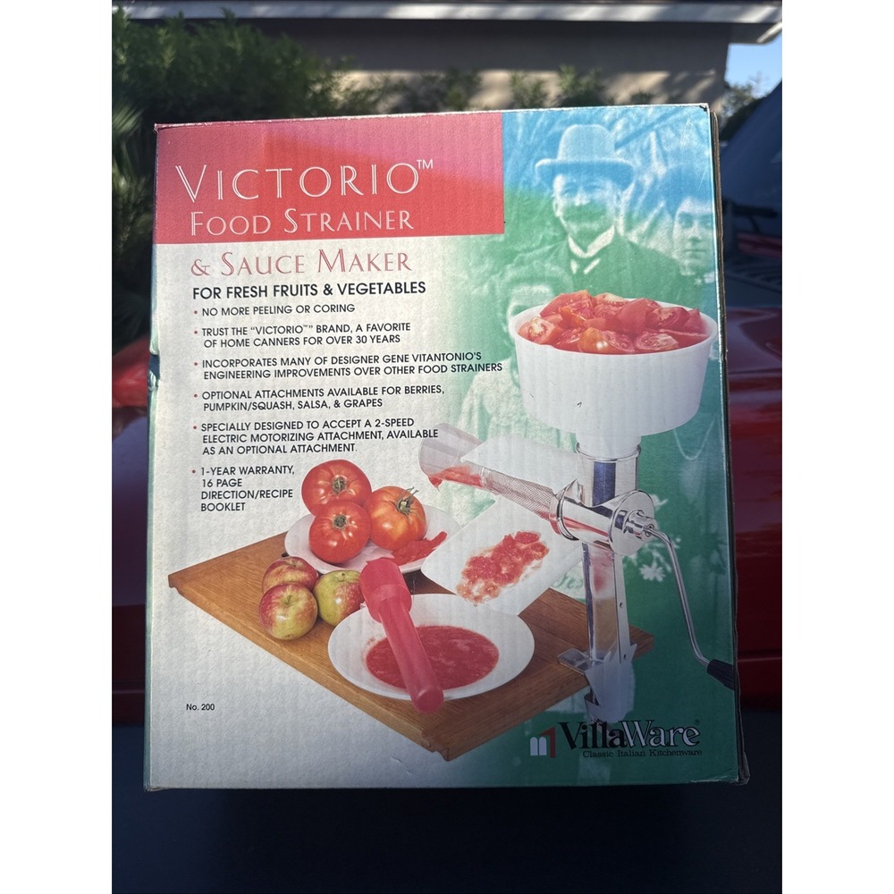 VillaWare Food Strainer & Sauce Maker #200 Canning Food Mill With Box